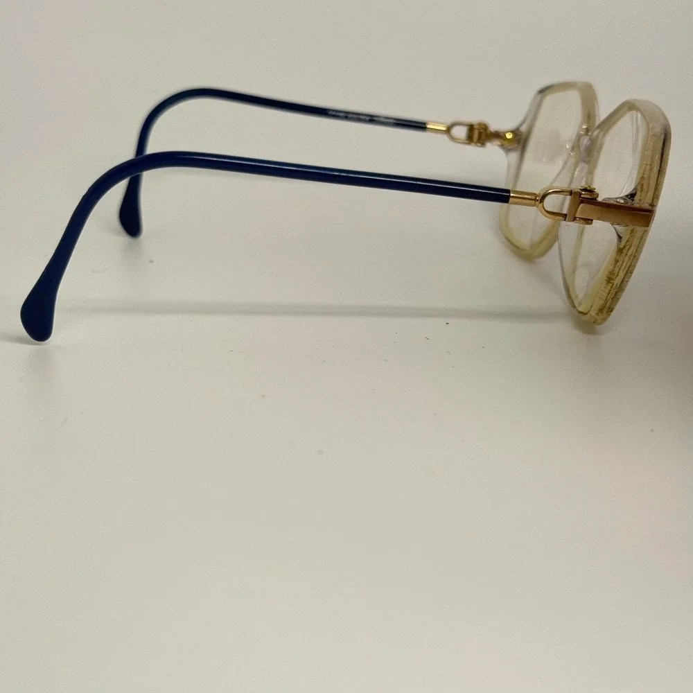 Silhouette M 1766 Vintage Geometric Eyeglasses Blue Gold Austria SPX 56-13 135